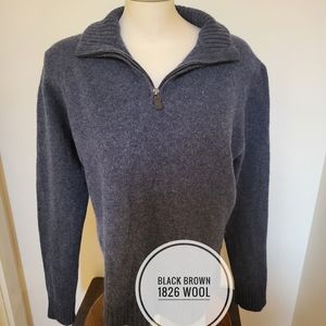 Black Brown 1826 Ladies XL Wool 1/4 Zip Pullover